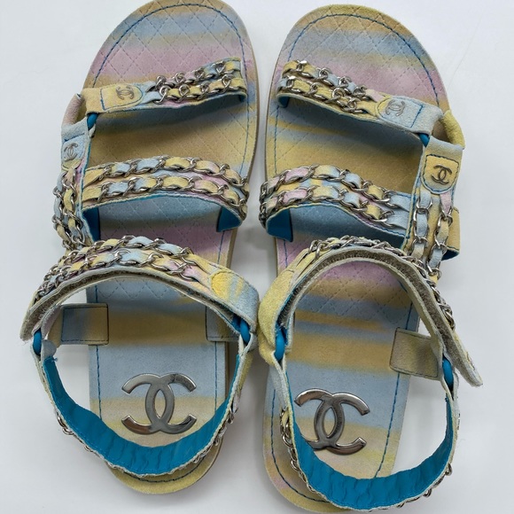 Chanel Dad Sandals in Rainbow Pastels Colors - Picture 1 of 8